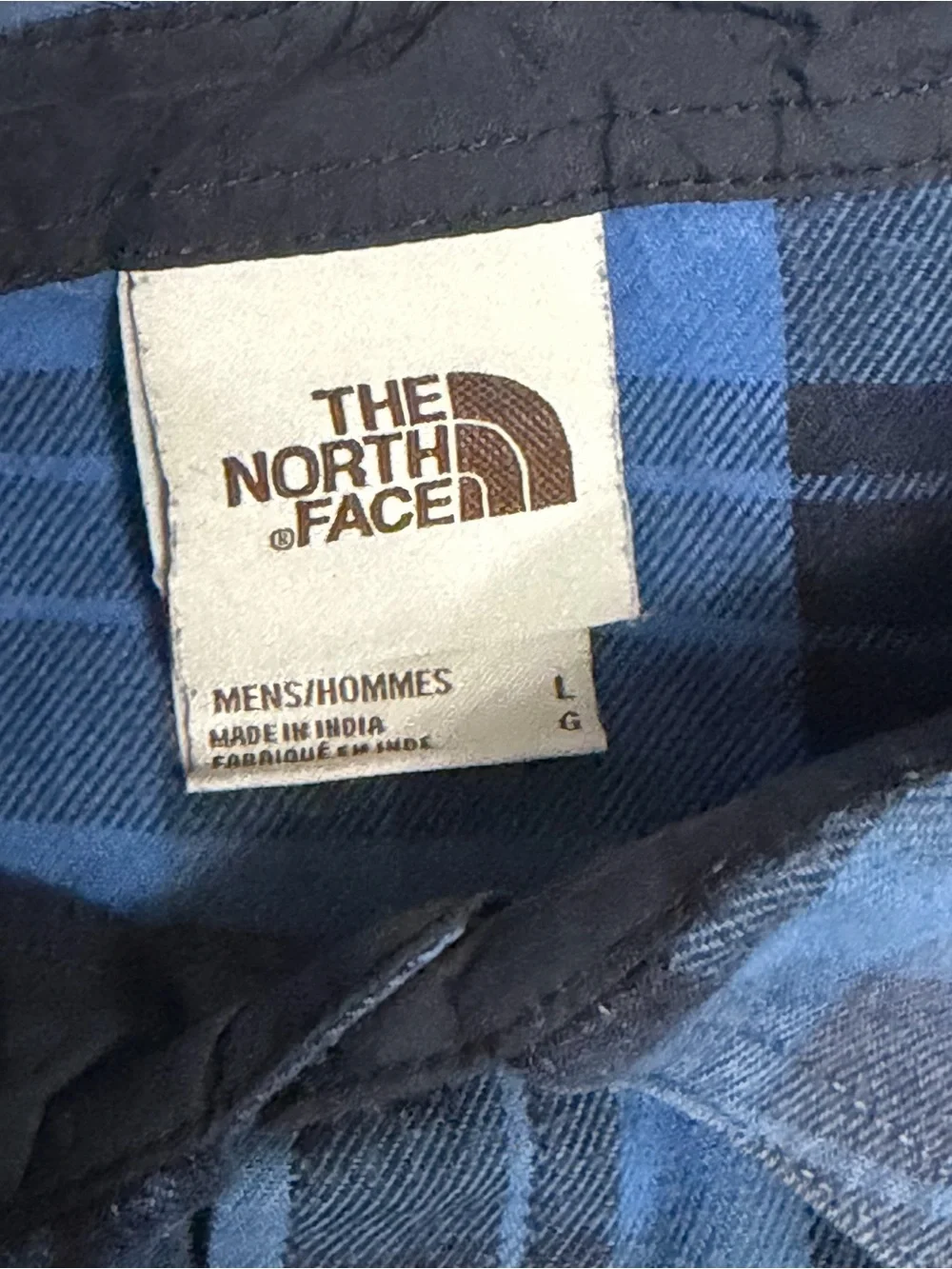 The North Face Blue and Black Plaid Long-Sleeve Button Down Shirt